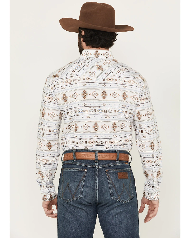 Panhandle Men's Southwestern Striped Long Sleeve Pearl Snap Western Shirt