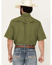 Wrangler Men's Solid Short Sleeve Snap Performance Western Shirt