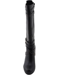 Milwaukee Leather Women's Platform Heel Studded Strap Boot - Round Toe