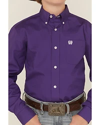 Cinch Boys' Solid Long Sleeve Button-Down Western Shirt