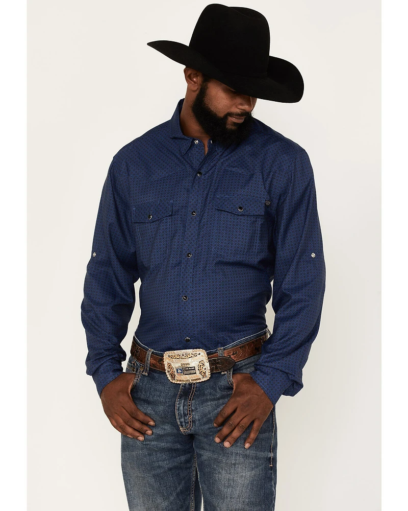Rock & Roll Denim Men's Tek Geo Pattern Long Sleeve Snap Western Shirt