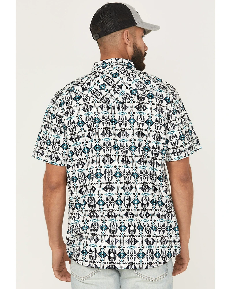 Moonshine Spirit Men's Thunder Cloud Southwestern Print Short Sleeve Snap Western Shirt