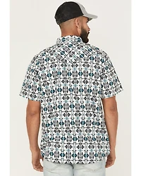 Moonshine Spirit Men's Thunder Cloud Southwestern Print Short Sleeve Snap Western Shirt