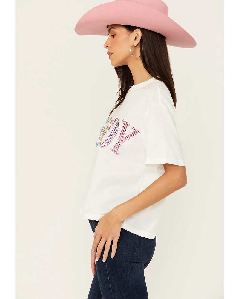 Mainstrip Women's Howdy Rhinestone Short Sleeve Cropped Graphic Tee