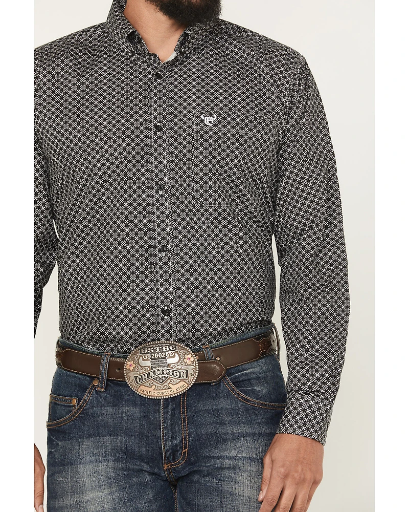 Cowboy Hardware Men's Geo Floral Print Long Sleeve Button-Down Western Shirt