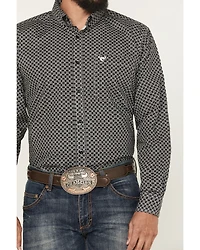 Cowboy Hardware Men's Geo Floral Print Long Sleeve Button-Down Western Shirt