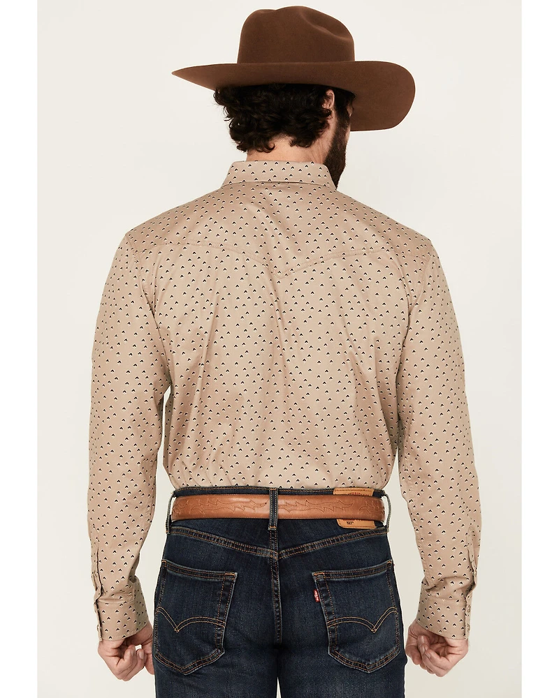 Blue Ranchwear Men's Harrison Geo Print Long Sleeve Snap Western Shirt
