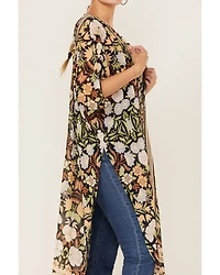 Flying Tomato Women's Floral Print Duster Kimono