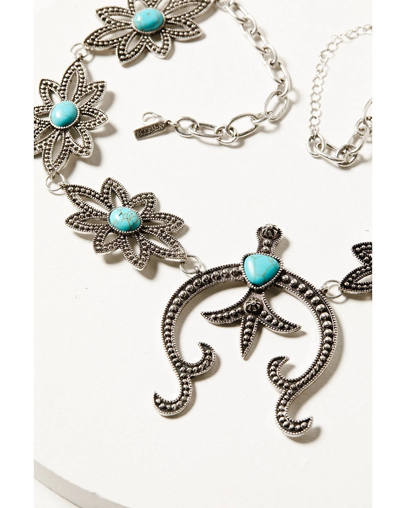 Shyanne Women's Desert Charm Flower Squash Blossom Necklace