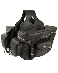 Milwaukee Leather Reflective Double Front Pocket Studded Throw Over Saddle Bag