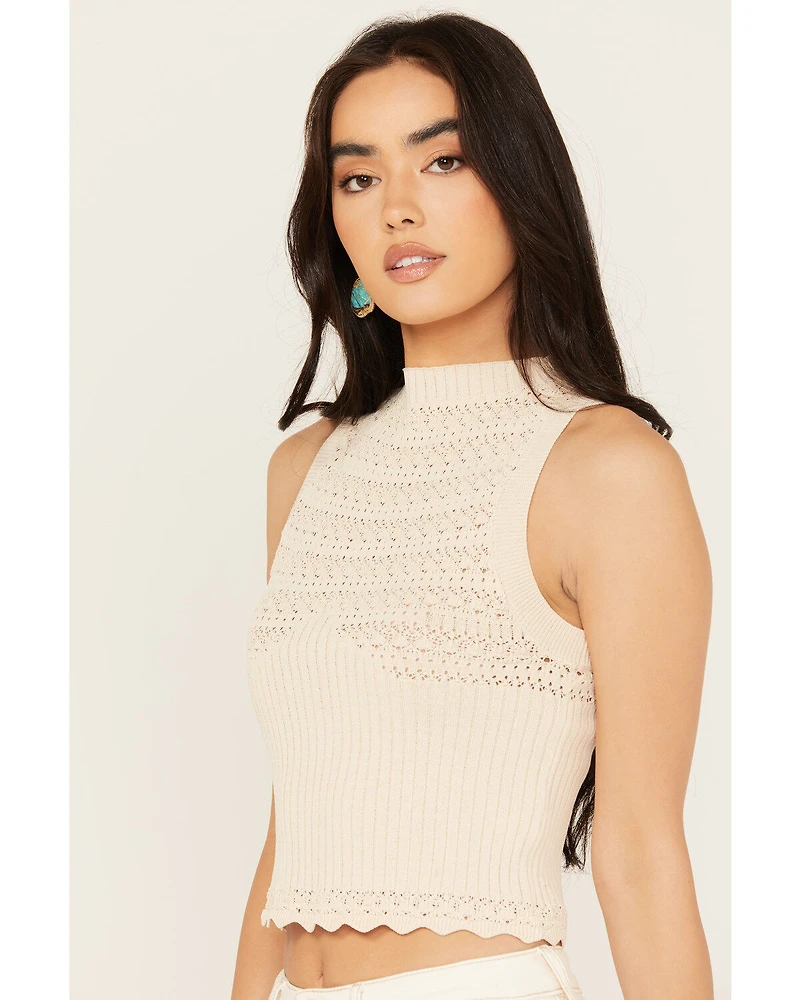 Sadie & Sage Women's Aria Pointelle Sleeveless Top
