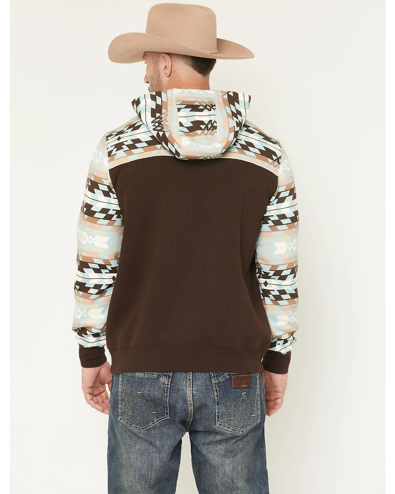 RANK 45® Men's Horizon Southwestern Print Colorblock Hooded Sweatshirt