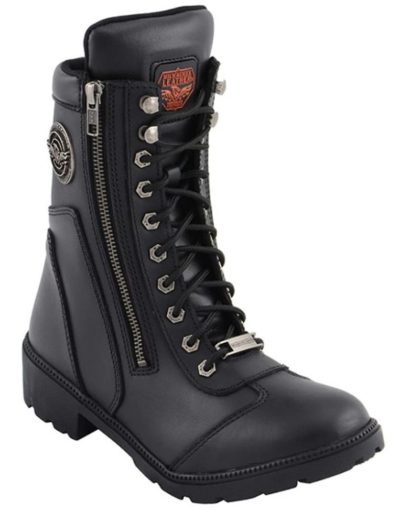 Milwaukee Leather Women's Black Moto Zipper Boots - Soft Toe