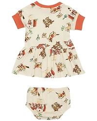 Wrangler Infant Girls' Western Conversation Print Short Sleeve Dress And Diaper Cover - 2 Piece