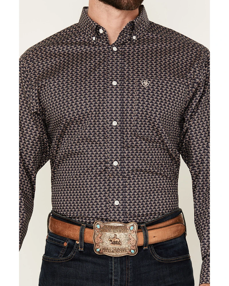 Ariat Men's Wrinkle Free Fields Printed Long Sleeve Button-Down Western Shirt