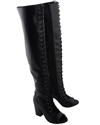 Milwaukee Leather Women's Open Toe Front Knee High Boots - Round