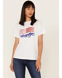 Wrangler Women's Vintage Americana Flag Logo Graphic Tee