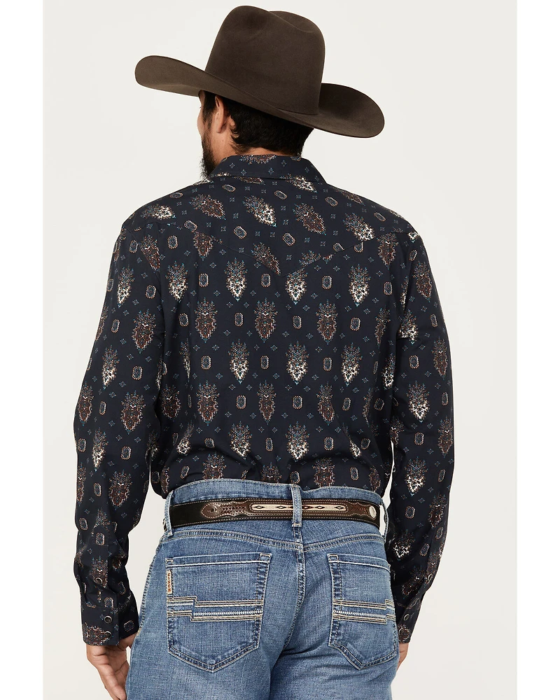 Gibson Trading Co Men's Mardi Gras Print Long Sleeve Snap Western Shirt