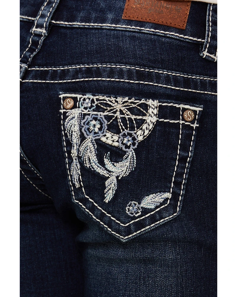 Shyanne Little Girls' Feather Dreamcatcher Embroidered Pocket Bootcut Jeans