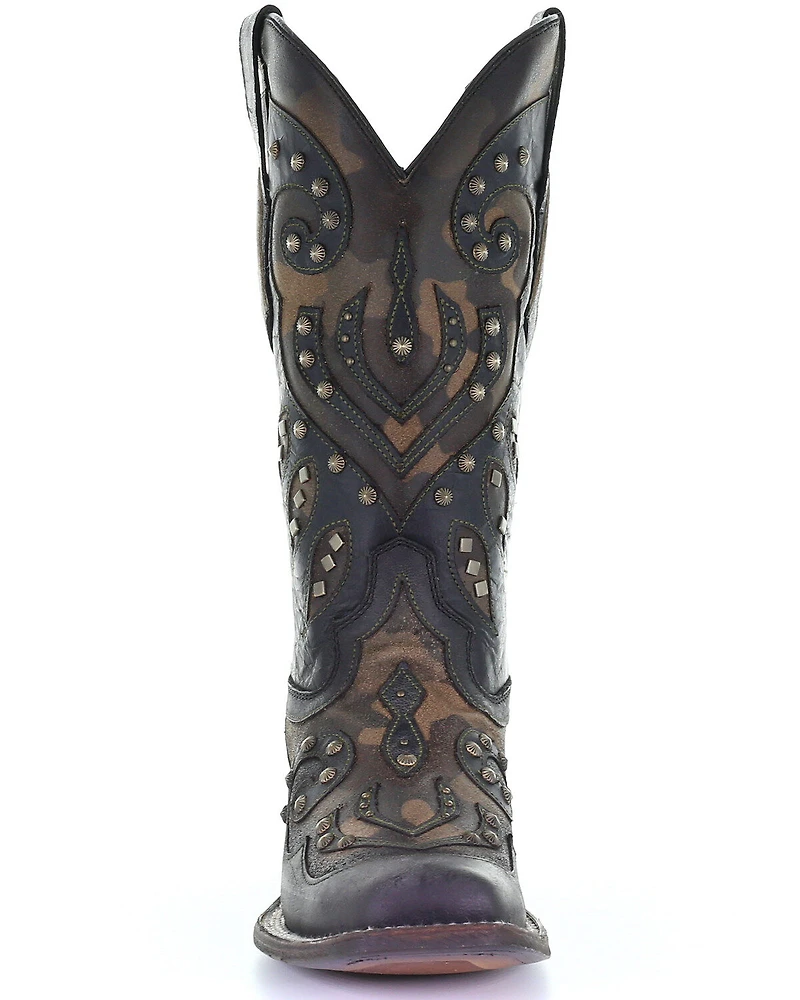 Corral Women's Camo Inlay With Studs Western Boots - Square Toe