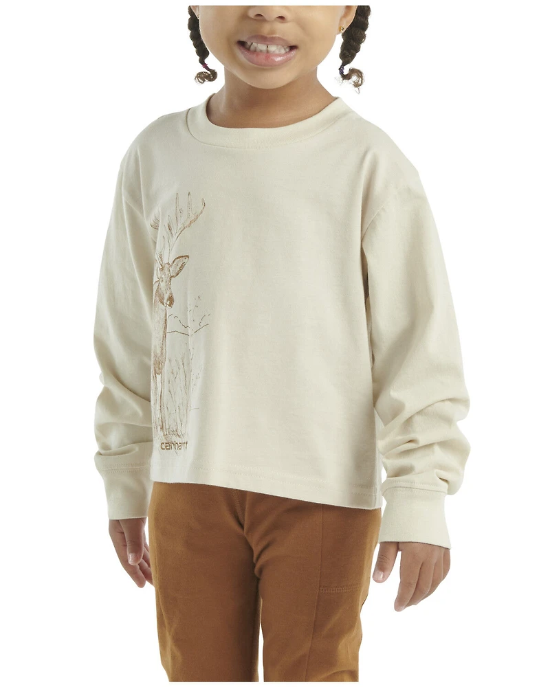 Carhartt Toddler Girls' Deer Long Sleeve Graphic Tee