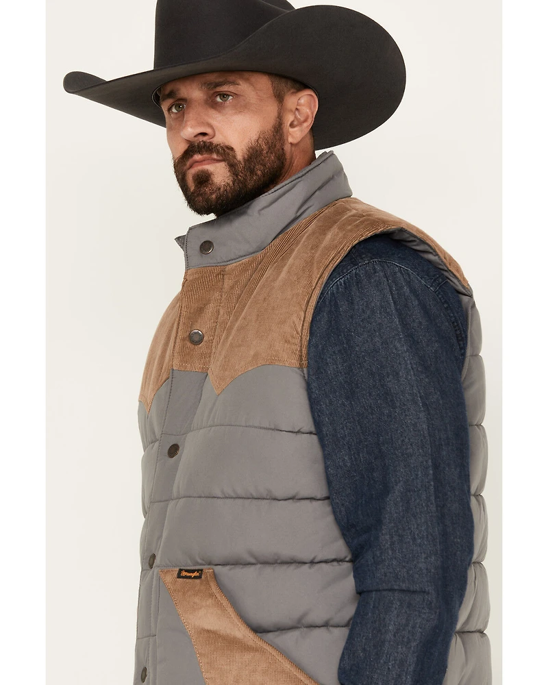 Wrangler Men's Fence Post Western Yoke Snap Puffer Vest