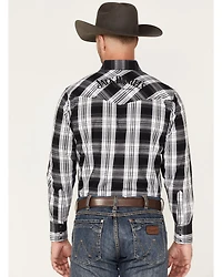 Ely Walker Men's Jack Daniel's Plaid Print Long Sleeve Snap Western Shirt