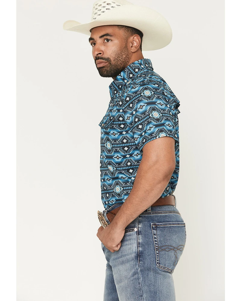 Rock & Roll Denim Men's TEK Southwestern Print Short Sleeve Snap Western Shirt