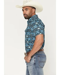 Rock & Roll Denim Men's TEK Southwestern Print Short Sleeve Snap Western Shirt