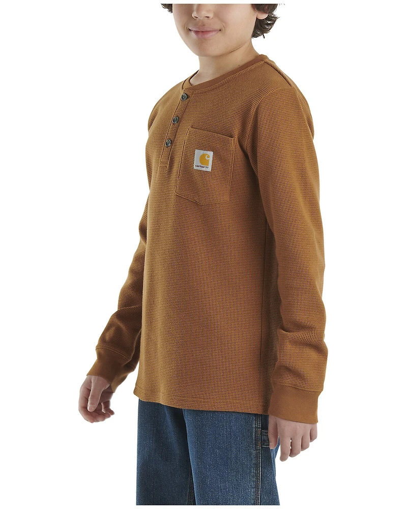 Carhartt Boys' Logo Henley Pocket Long Sleeve Shirt