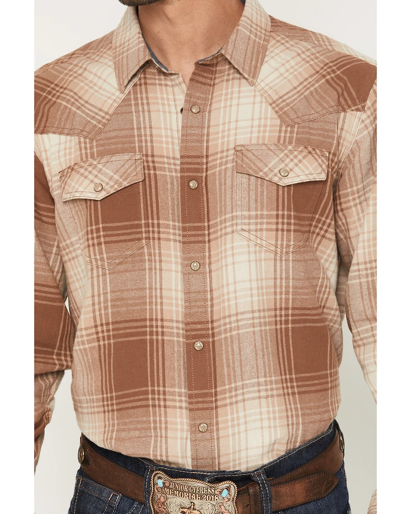 Cody James Men's Smoke Mountain Plaid Print Long Sleeve Snap Flannel Shirt