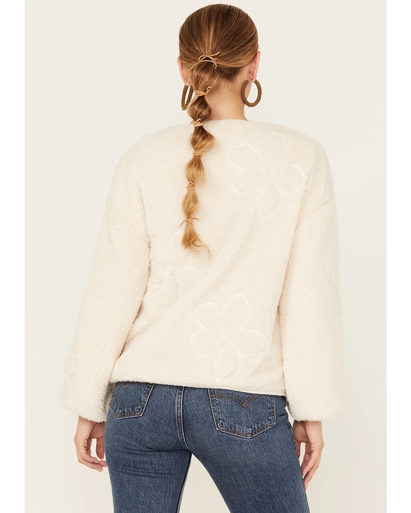 Sadie & Sage Women's Anna Flower Teddy Jacket Sweater