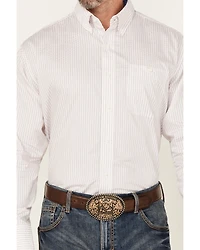 Wrangler Men's Bucking Cancer Geo Print Long Sleeve Button-Down Western Shirt