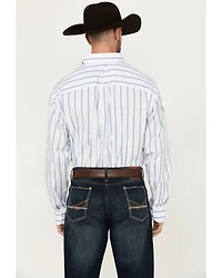 George Strait by Wrangler Men's Striped Long Sleeve Button-Down Stretch Western Shirt - Big