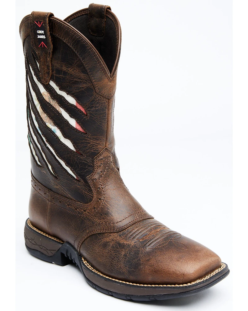 Cody James Men's Scratch Mexico Flag Lite Performance Western Boots - Broad Square Toe