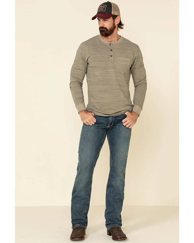 Moonshine Spirit Men's Tan Woodbourne Henley Long Sleeve Shirt