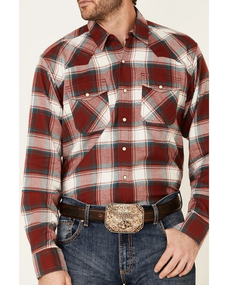 Ariat Men's Hillsboro Retro Large Plaid Long Sleeve Snap Western Flannel Shirt
