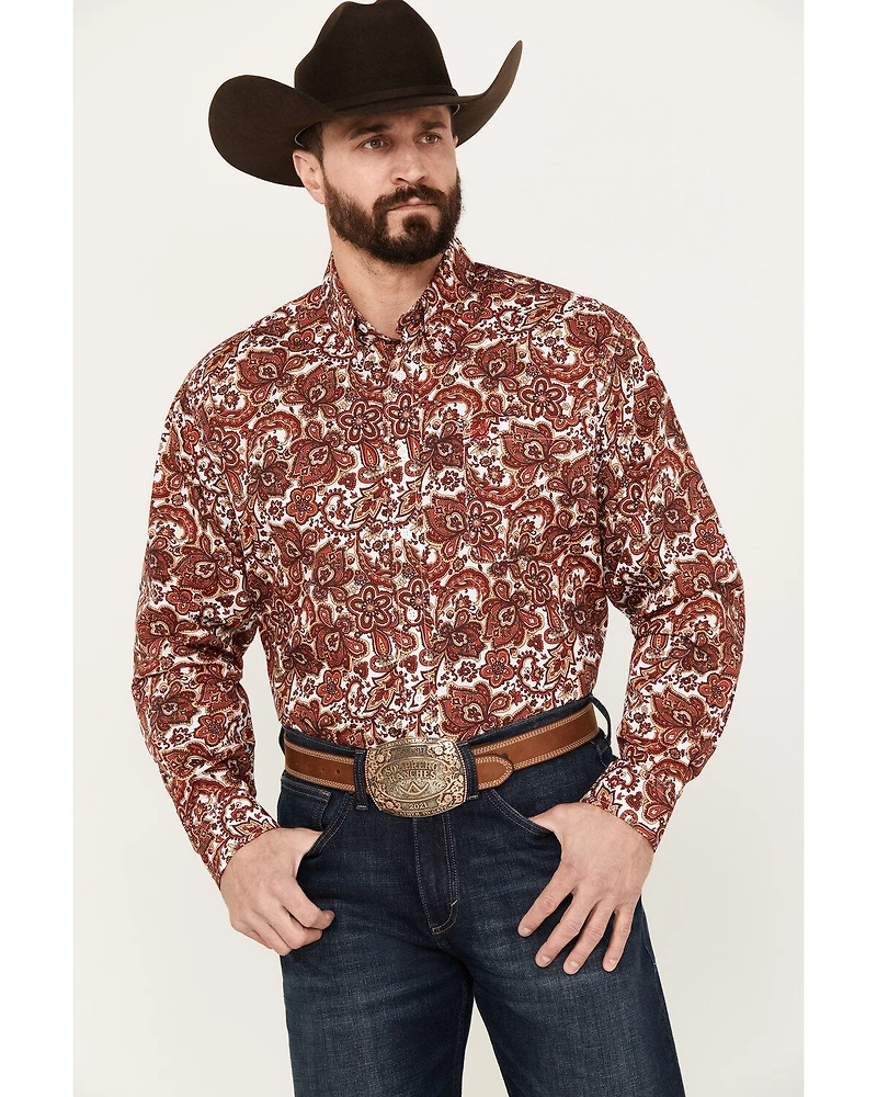 Cinch Men's Paisley Print Long Sleeve Button Down Western Shirt