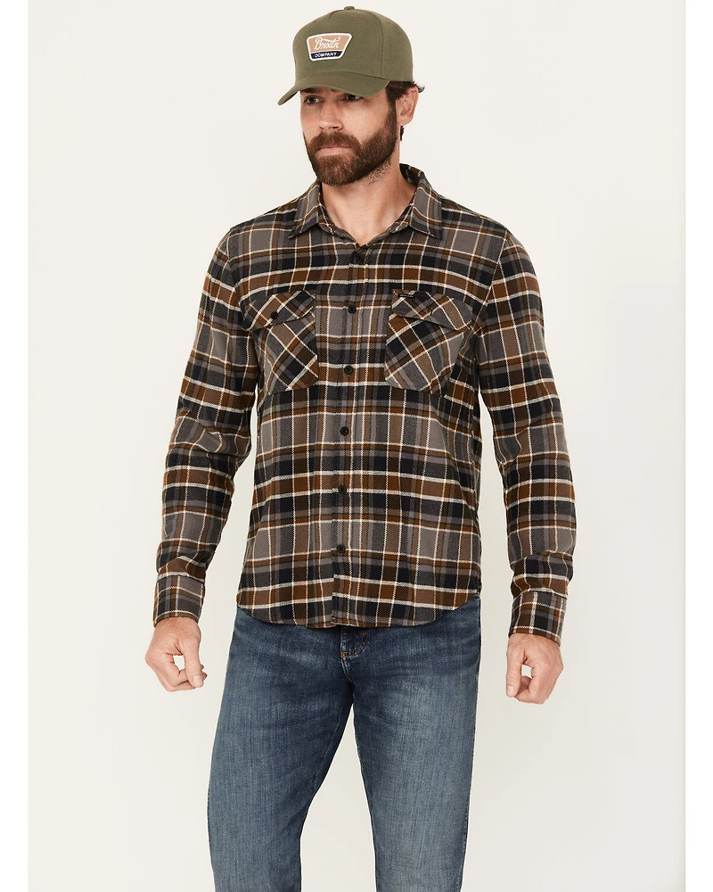 Brixton Men's Bowery Plaid Print Long Sleeve Button-Down Flannel Shirt