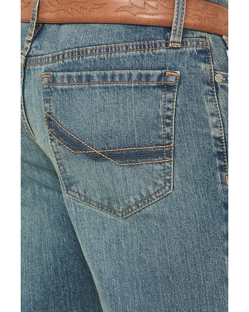 Cinch Men's Medium Wash Relaxed Bootcut Performance Stretch Denim Jeans