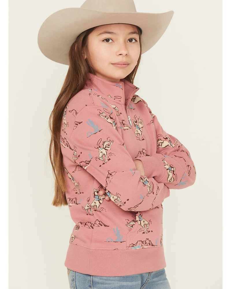 Ariat Girls' Horse Print 1/4 Zip Pullover