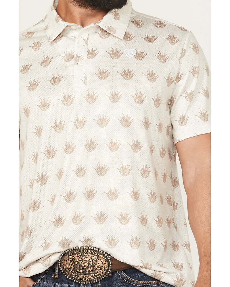 Rock & Roll Denim Men's Agave Print Short Sleeve Button-Down Polo Shirt