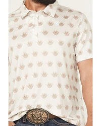 Rock & Roll Denim Men's Agave Print Short Sleeve Button-Down Polo Shirt