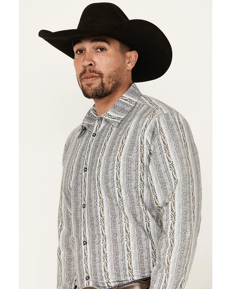 Gibson Trading Co Men's Rough Road Striped Print Long Sleeve Button-Down Western Shirt