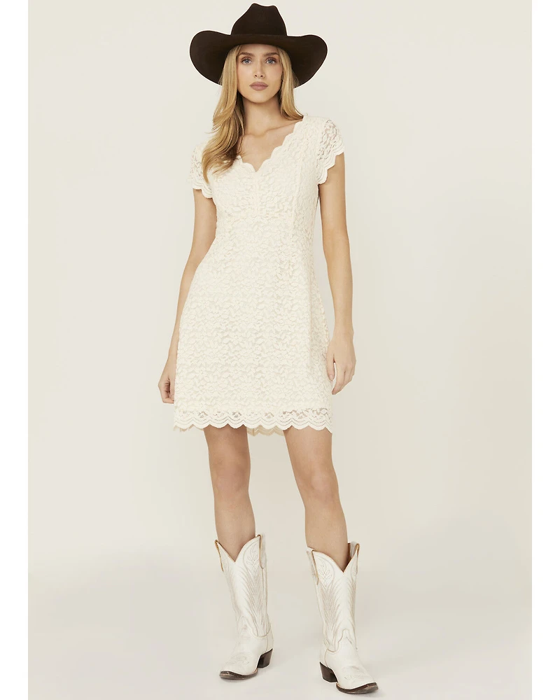 Shyanne Women's Lace Short Sleeve Mini Dress