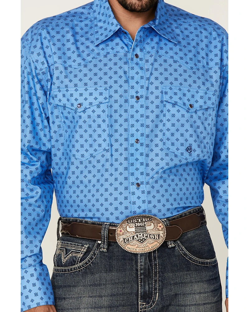 Roper Men's Cottage Foulard Geo Print Long Sleece Snap Western Shirt