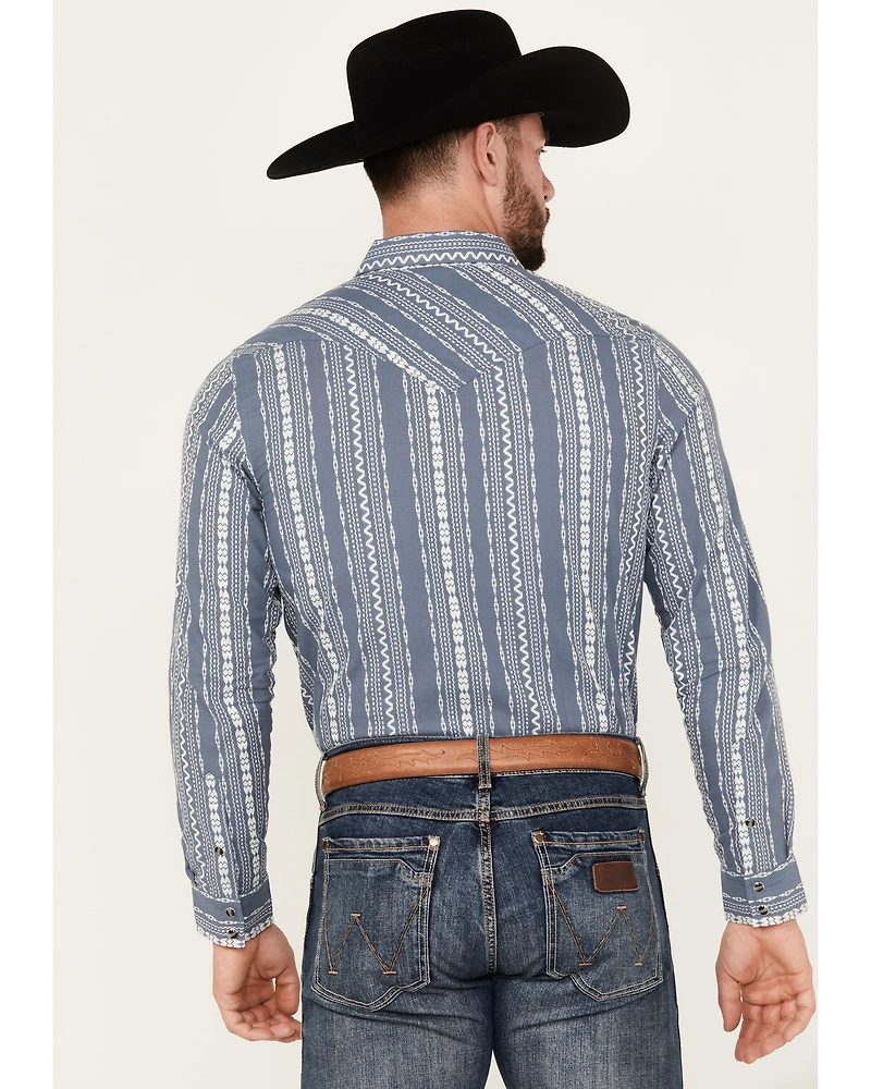 Cody James Men's War Hunt Southwestern Striped Print Long Sleeve Snap Western Shirt - Big