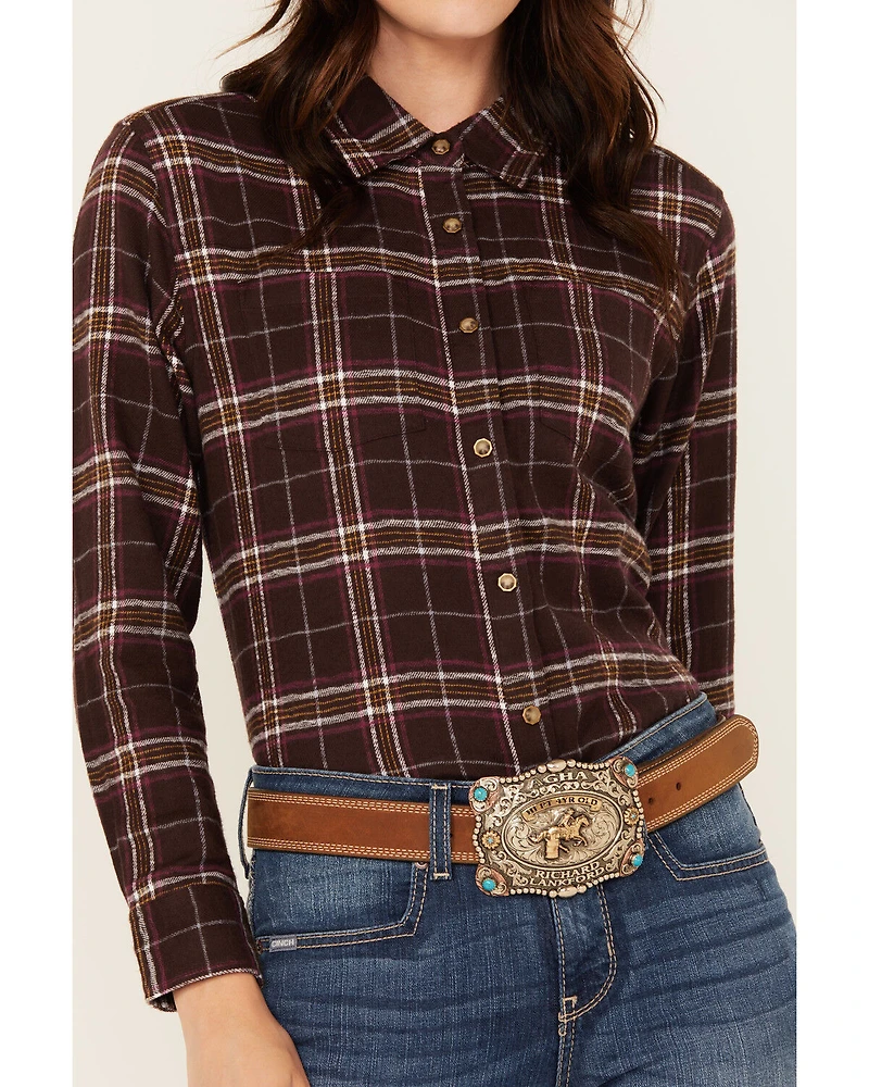 Shyanne Women's Plaid Print Long Sleeve Snap Western Shirt