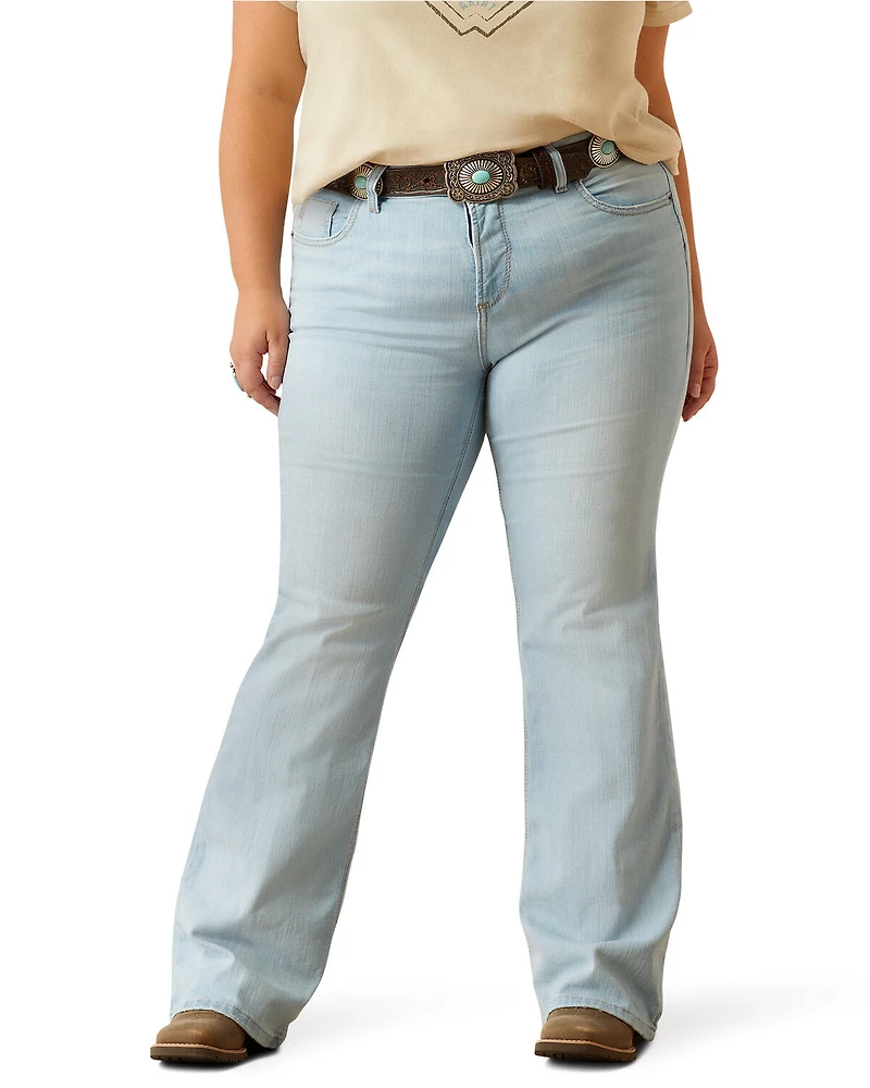 Ariat Women's June Light Wash Perfect Rise Flare Stretch Denim Jeans - Plus