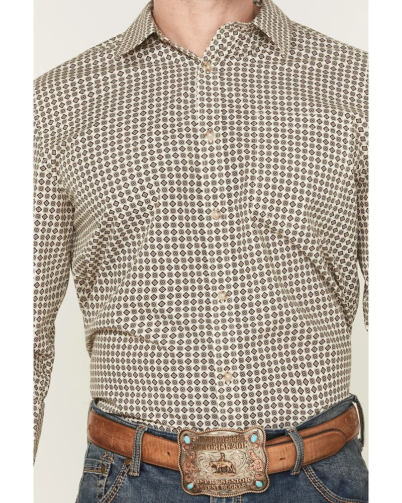 Gibson Trading Co Men's Bullseye Geo Print Long Sleeve Button-Down Western Shirt